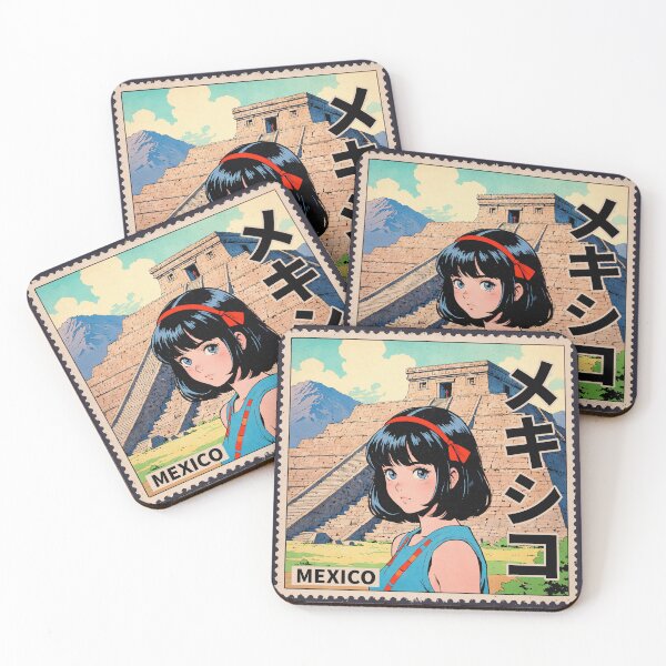 Item preview, Mexico Pretty Anime Girl 80s Retro Aesthetic Vintage Cultural Postage Stamp designed and sold by onlyanimevibes.