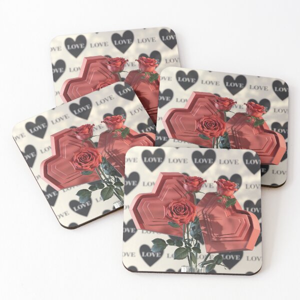 Item preview, Red Heart Designs with Roses and Black Heart Patterned Background designed and sold by Creative88Art.