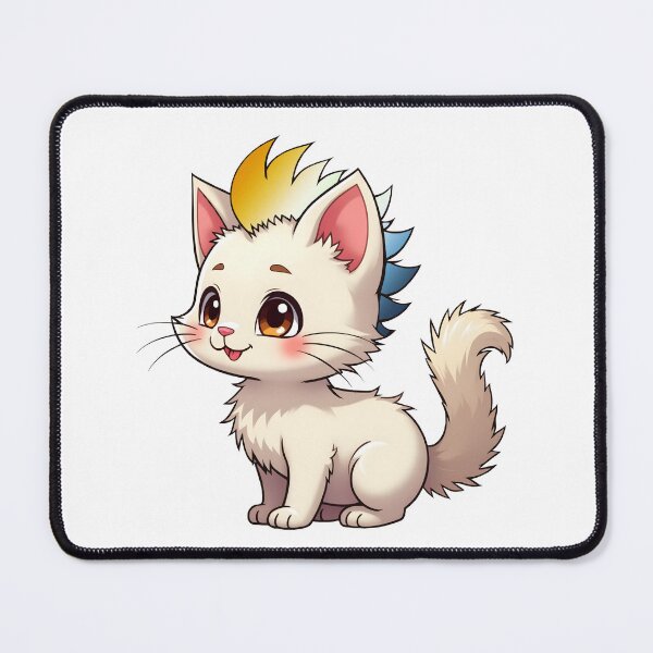 Item preview, Adorable Kawaii Kitty with Cute AroAce Agender Pride Rainbow Mohawk designed and sold by Travelslightly.