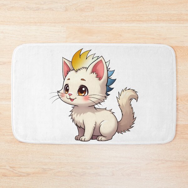 Item preview, Adorable Kawaii Kitty with Cute AroAce Agender Pride Rainbow Mohawk designed and sold by Travelslightly.
