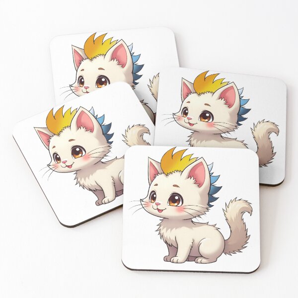 Item preview, Adorable Kawaii Kitty with Cute AroAce Pride Rainbow Mohawk designed and sold by Travelslightly.