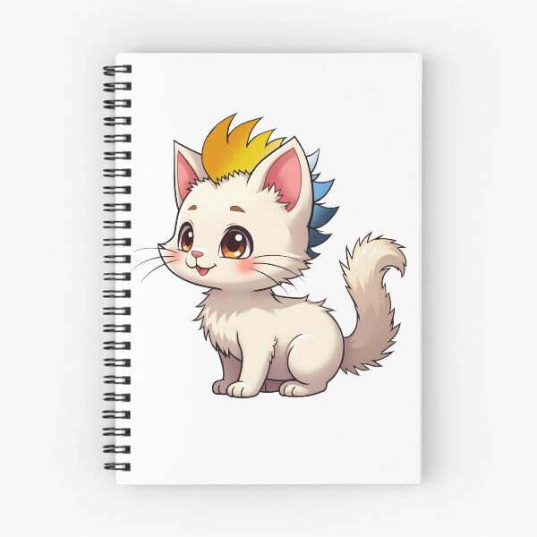 Item preview, Adorable Kawaii Kitty with Cute AroAce Pride Rainbow Mohawk designed and sold by Travelslightly.