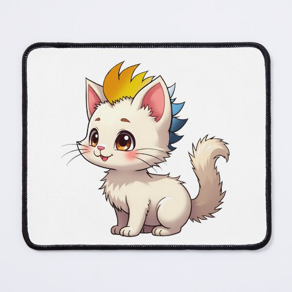 Item preview, Adorable Kawaii Kitty with Cute AroAce Pride Rainbow Mohawk designed and sold by Travelslightly.