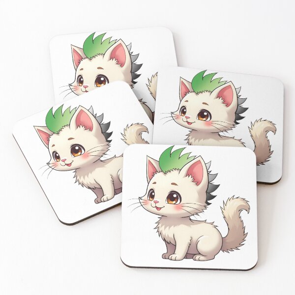 Item preview, Adorable Kawaii Kitty with Cute Aromantic Pride Rainbow Mohawk designed and sold by Travelslightly.