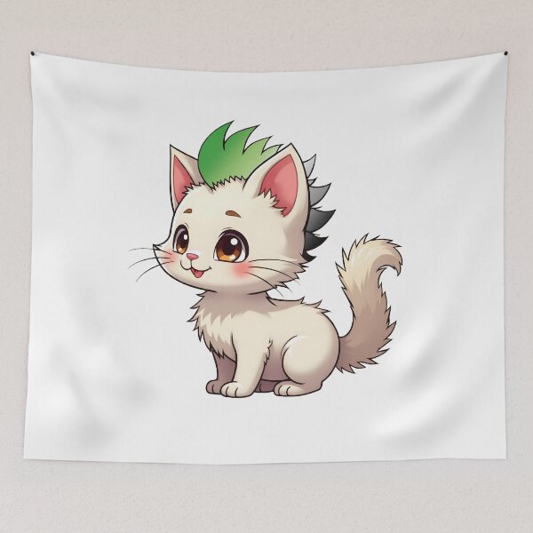 Item preview, Adorable Kawaii Kitty with Cute Aromantic Pride Rainbow Mohawk designed and sold by Travelslightly.