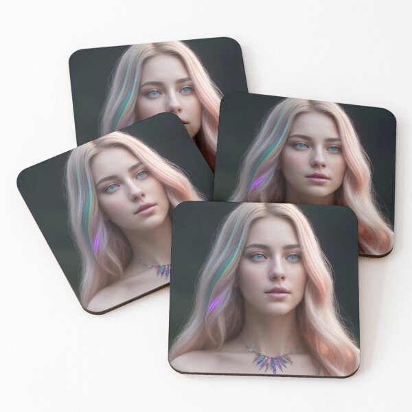 Item preview, Pretty Girl With Colorful Hair Blue Eyes designed and sold by highplacidity.