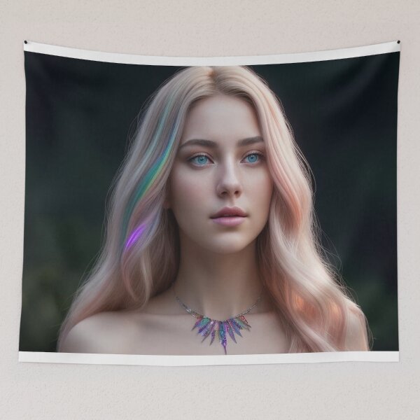 Item preview, Pretty Girl With Colorful Hair Blue Eyes designed and sold by highplacidity.