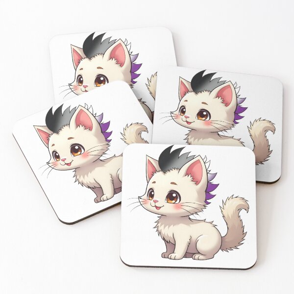 Item preview, Adorable Kawaii Kitty with Cute Asexual Pride Rainbow Mohawk designed and sold by Travelslightly.