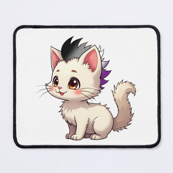 Item preview, Adorable Kawaii Kitty with Cute Asexual Pride Rainbow Mohawk designed and sold by Travelslightly.