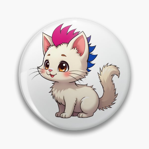 Item preview, Adorable Kawaii Kitty with Cute Bisexual Pride Rainbow Mohawk designed and sold by Travelslightly.