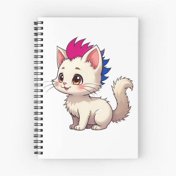 Item preview, Adorable Kawaii Kitty with Cute Bisexual Pride Rainbow Mohawk designed and sold by Travelslightly.