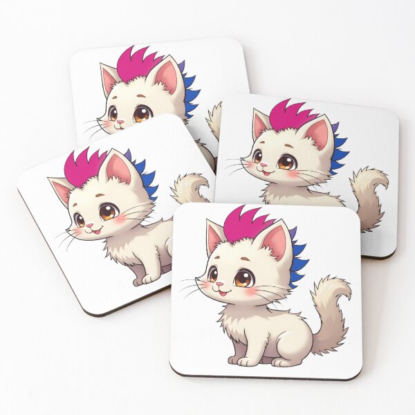 Item preview, Adorable Kawaii Kitty with Cute Bisexual Pride Rainbow Mohawk designed and sold by Travelslightly.