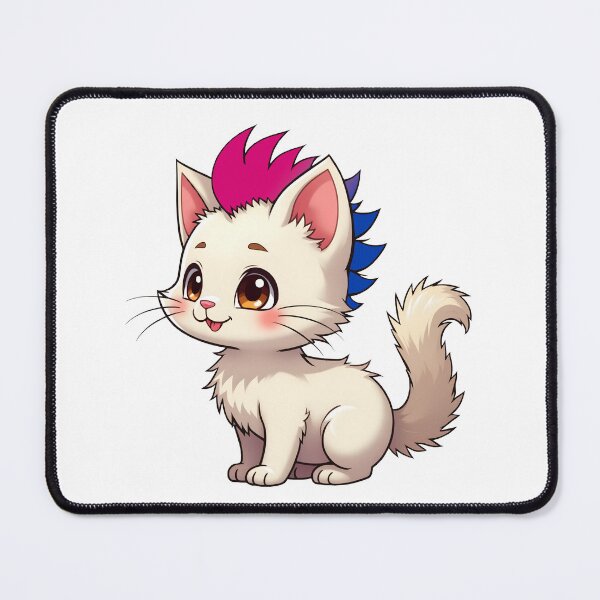 Item preview, Adorable Kawaii Kitty with Cute Bisexual Pride Rainbow Mohawk designed and sold by Travelslightly.