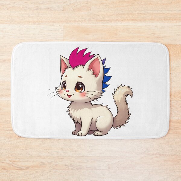 Item preview, Adorable Kawaii Kitty with Cute Bisexual Pride Rainbow Mohawk designed and sold by Travelslightly.