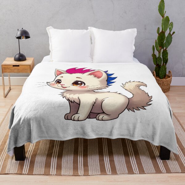 Item preview, Adorable Kawaii Kitty with Cute Bisexual Pride Rainbow Mohawk designed and sold by Travelslightly.