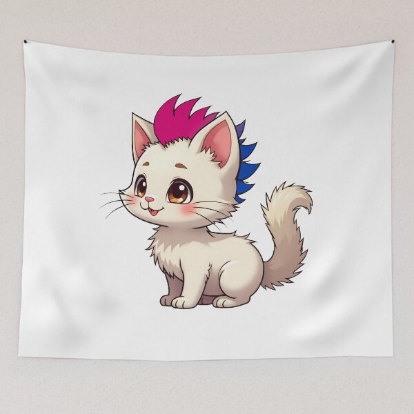 Item preview, Adorable Kawaii Kitty with Cute Bisexual Pride Rainbow Mohawk designed and sold by Travelslightly.