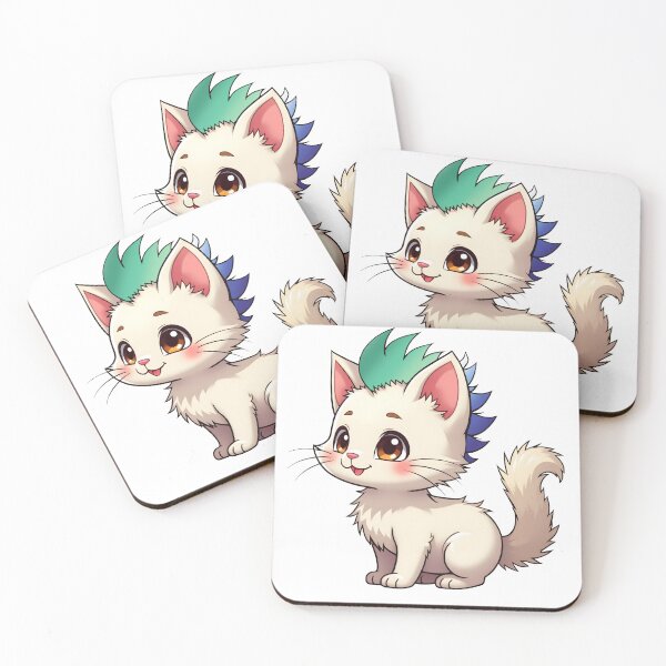 Item preview, Adorable Kawaii Kitty with Cute Gay MLM Pride Rainbow Mohawk designed and sold by Travelslightly.