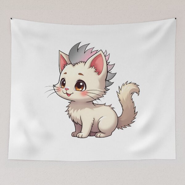 Item preview, Adorable Kawaii Kitty with Cute Demigirl Pride Rainbow Mohawk designed and sold by Travelslightly.