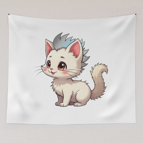 Item preview, Adorable Kawaii Kitty with Cute Demiboy Pride Rainbow Mohawk designed and sold by Travelslightly.