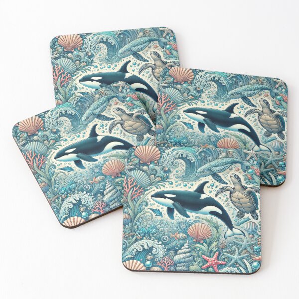 Item preview, Orca - Colourful Pastel Scuba Diving Pattern designed and sold by SLGA-Designs.