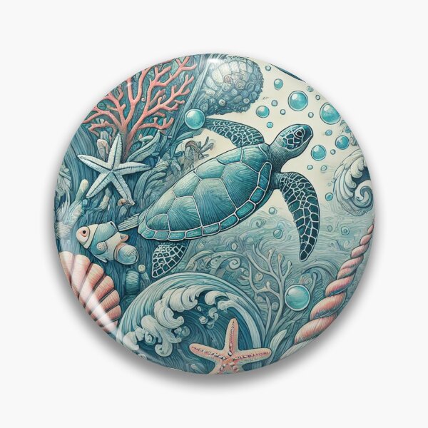Item preview, Turtle - Colourful Pastel Scuba Diving Pattern designed and sold by SLGA-Designs.