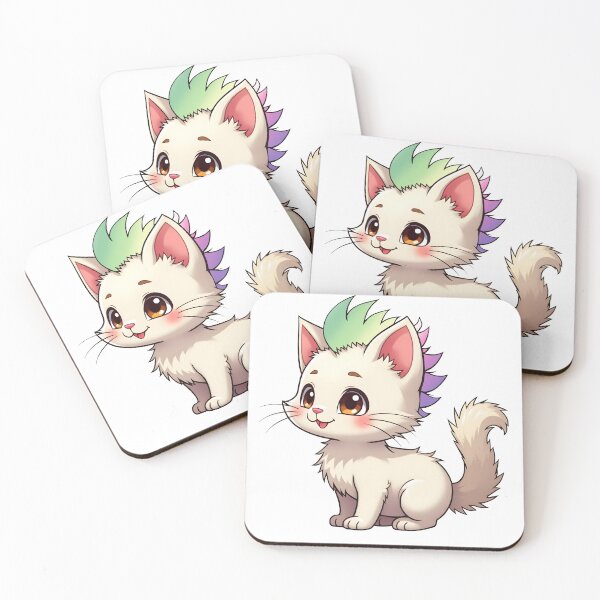 Item preview, Adorable Kawaii Kitty with Cute Genderfae Pride Rainbow Mohawk designed and sold by Travelslightly.