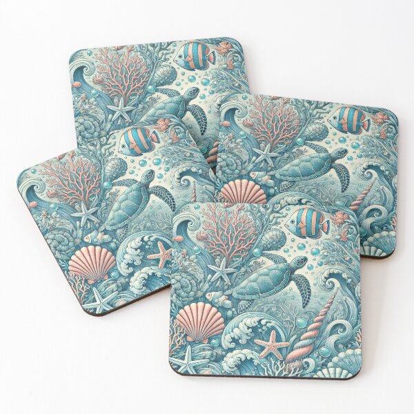 Item preview, Turtle - Colourful Pastel Scuba Diving Pattern designed and sold by SLGA-Designs.