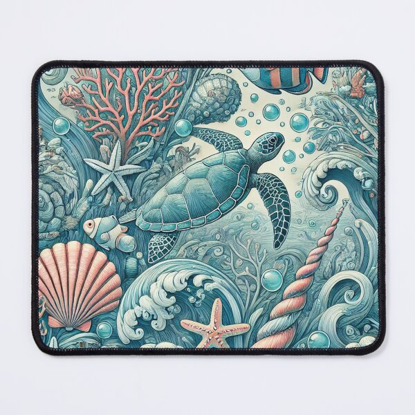 Item preview, Turtle - Colourful Pastel Scuba Diving Pattern designed and sold by SLGA-Designs.