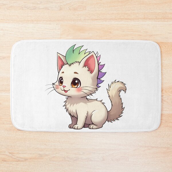 Item preview, Adorable Kawaii Kitty with Cute Genderfae Pride Rainbow Mohawk designed and sold by Travelslightly.