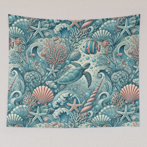 Item preview, Turtle - Colourful Pastel Scuba Diving Pattern designed and sold by SLGA-Designs.