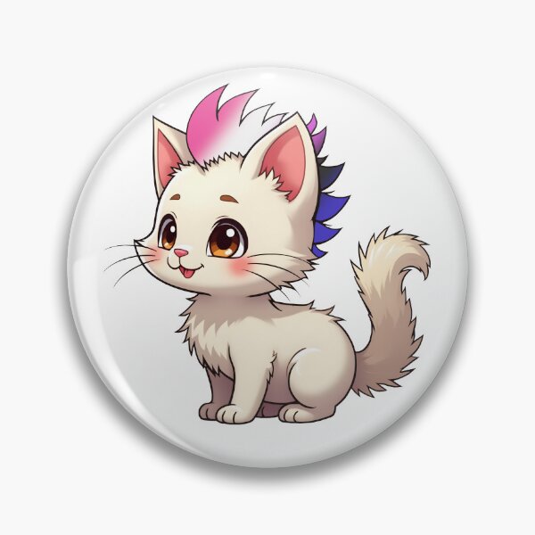 Item preview,  Adorable Kawaii Kitty with Cute Genderfluid Pride Rainbow Mohawk designed and sold by Travelslightly.