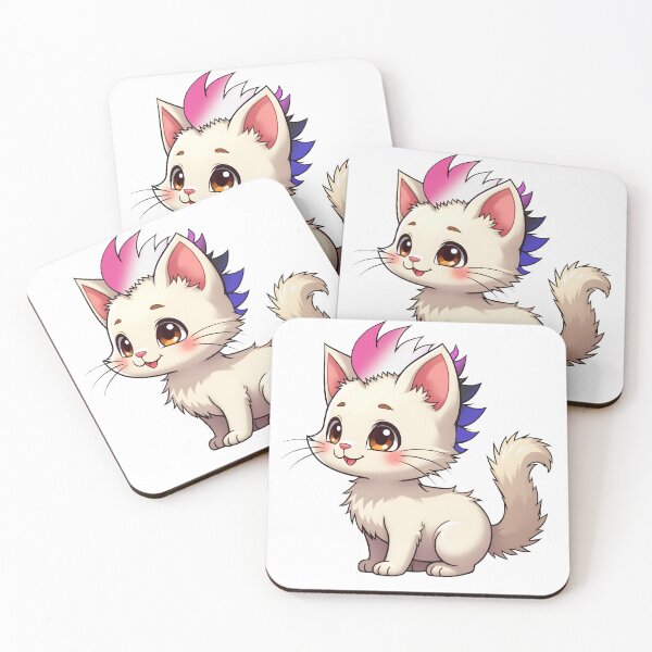 Item preview,  Adorable Kawaii Kitty with Cute Genderfluid Pride Rainbow Mohawk designed and sold by Travelslightly.