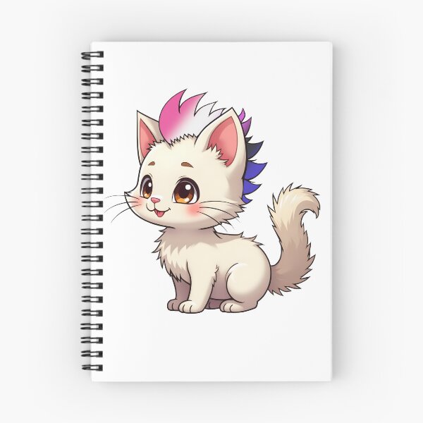 Item preview,  Adorable Kawaii Kitty with Cute Genderfluid Pride Rainbow Mohawk designed and sold by Travelslightly.