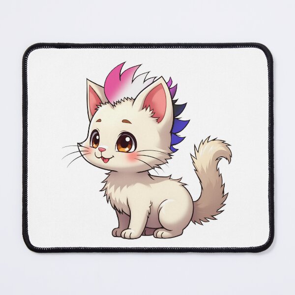 Item preview, Adorable Kawaii Kitty with Cute Genderfluid Pride Rainbow Mohawk designed and sold by Travelslightly.