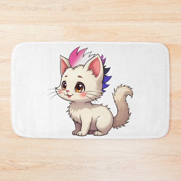 Item preview,  Adorable Kawaii Kitty with Cute Genderfluid Pride Rainbow Mohawk designed and sold by Travelslightly.