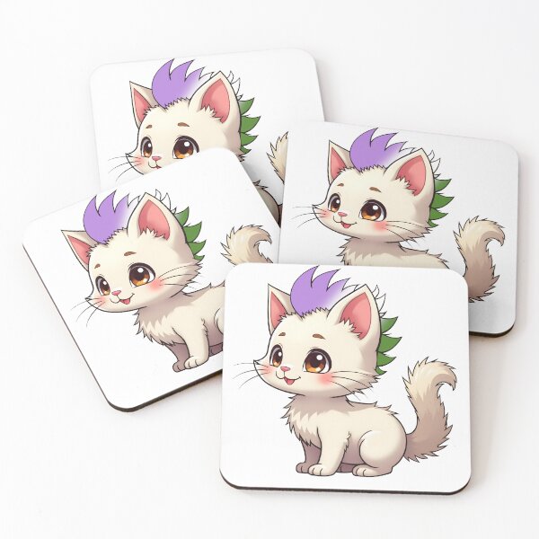 Item preview, Adorable Kawaii Kitty with Cute Genderqueer Pride Rainbow Mohawk designed and sold by Travelslightly.