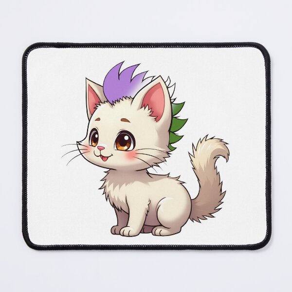 Item preview, Adorable Kawaii Kitty with Cute Genderqueer Pride Rainbow Mohawk designed and sold by Travelslightly.