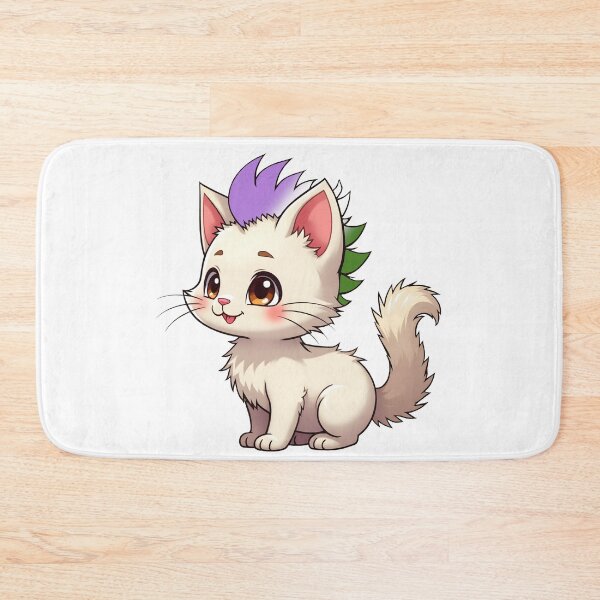 Item preview, Adorable Kawaii Kitty with Cute Genderqueer Pride Rainbow Mohawk designed and sold by Travelslightly.