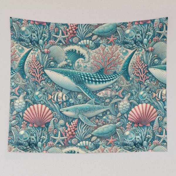 Item preview, Whale Shark - Colourful Pastel Scuba Diving Pattern designed and sold by SLGA-Designs.