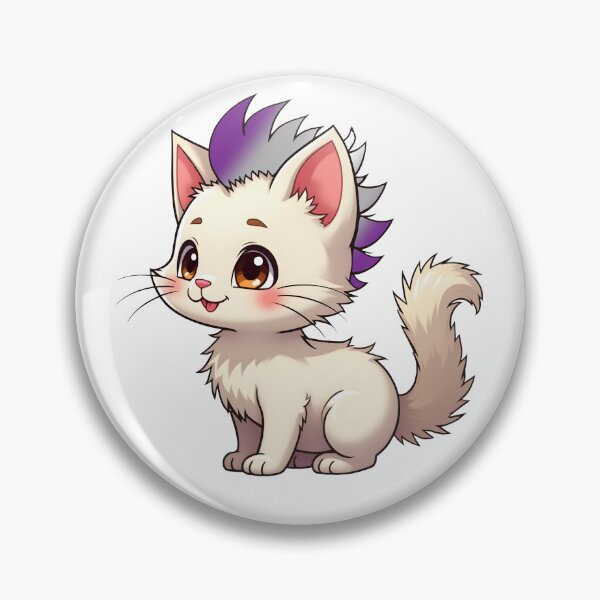 Item preview, Adorable Kawaii Kitty with Cute Greysexual Pride Rainbow Mohawk designed and sold by Travelslightly.