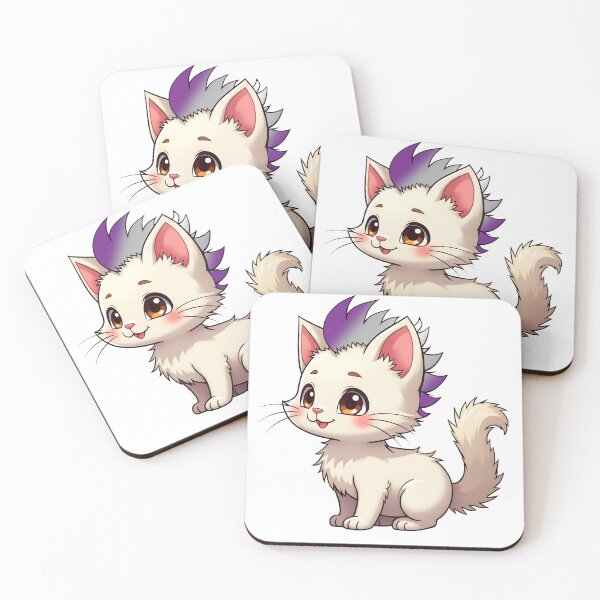 Item preview, Adorable Kawaii Kitty with Cute Greysexual Pride Rainbow Mohawk designed and sold by Travelslightly.