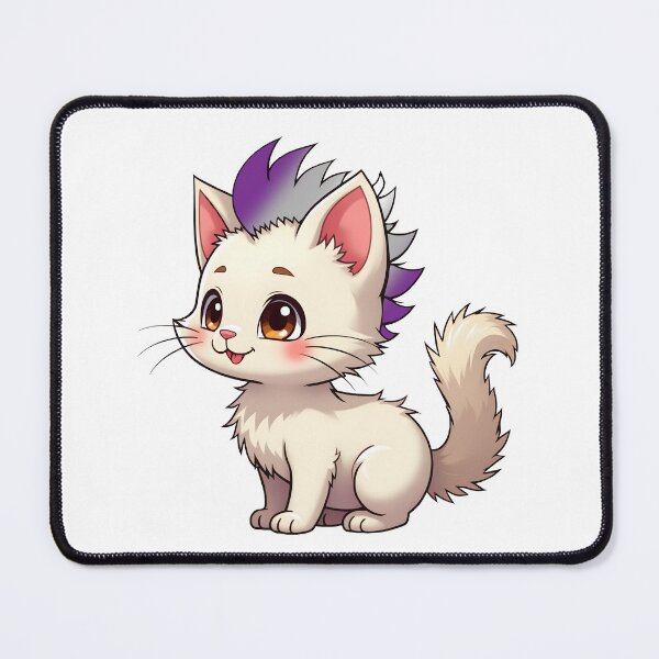 Item preview, Adorable Kawaii Kitty with Cute Greysexual Pride Rainbow Mohawk designed and sold by Travelslightly.