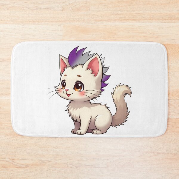 Item preview, Adorable Kawaii Kitty with Cute Greysexual Pride Rainbow Mohawk designed and sold by Travelslightly.
