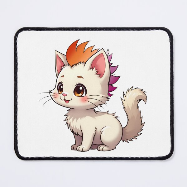 Item preview, Adorable Kawaii Kitty with Cute Lesbian Pride Rainbow Mohawk designed and sold by Travelslightly.