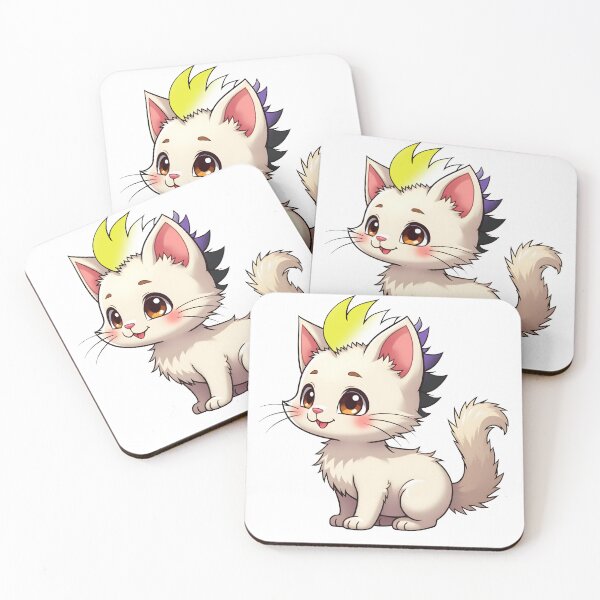 Item preview, Adorable Kawaii Kitty with Cute Nonbinary Pride Rainbow Mohawk designed and sold by Travelslightly.
