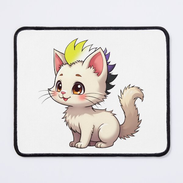 Item preview, Adorable Kawaii Kitty with Cute Nonbinary Pride Rainbow Mohawk designed and sold by Travelslightly.