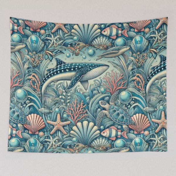 Item preview, Whale Shark 2.0 - Colourful Pastel Scuba Diving Pattern designed and sold by SLGA-Designs.