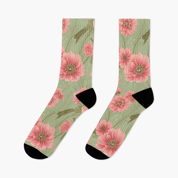 Aperçu de l'œuvre Motif floral rose sur fond vert créée et vendue par Rui Fernandes.