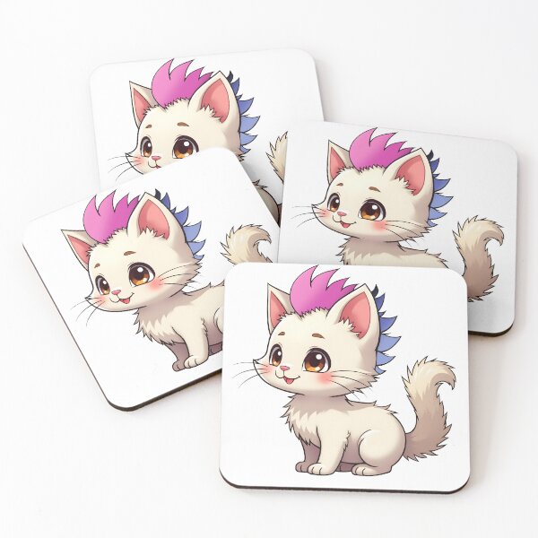 Item preview, Adorable Kawaii Kitty with Cute Omnisexual Pride Rainbow Mohawk designed and sold by Travelslightly.