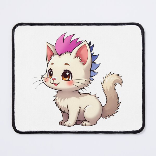 Item preview, Adorable Kawaii Kitty with Cute Omnisexual Pride Rainbow Mohawk designed and sold by Travelslightly.